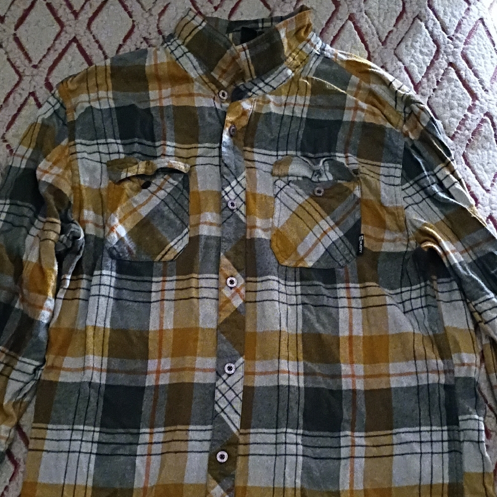 Rusty Plaid Button-Down Shirt - Mustard and Gray
